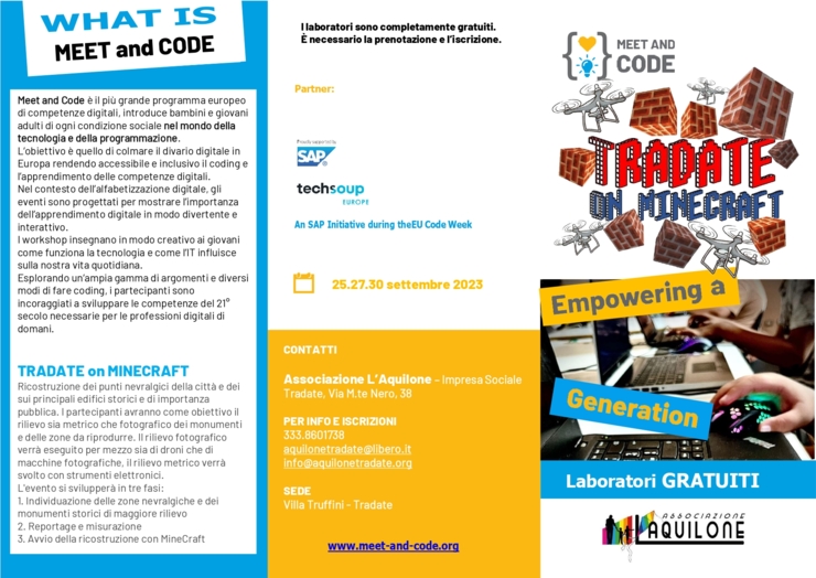 Laboratorio gratuito di coding MEET and CODE Tradate on Minecraft presso associazione Aquilone Tradate.jpg Laboratori gratuiti